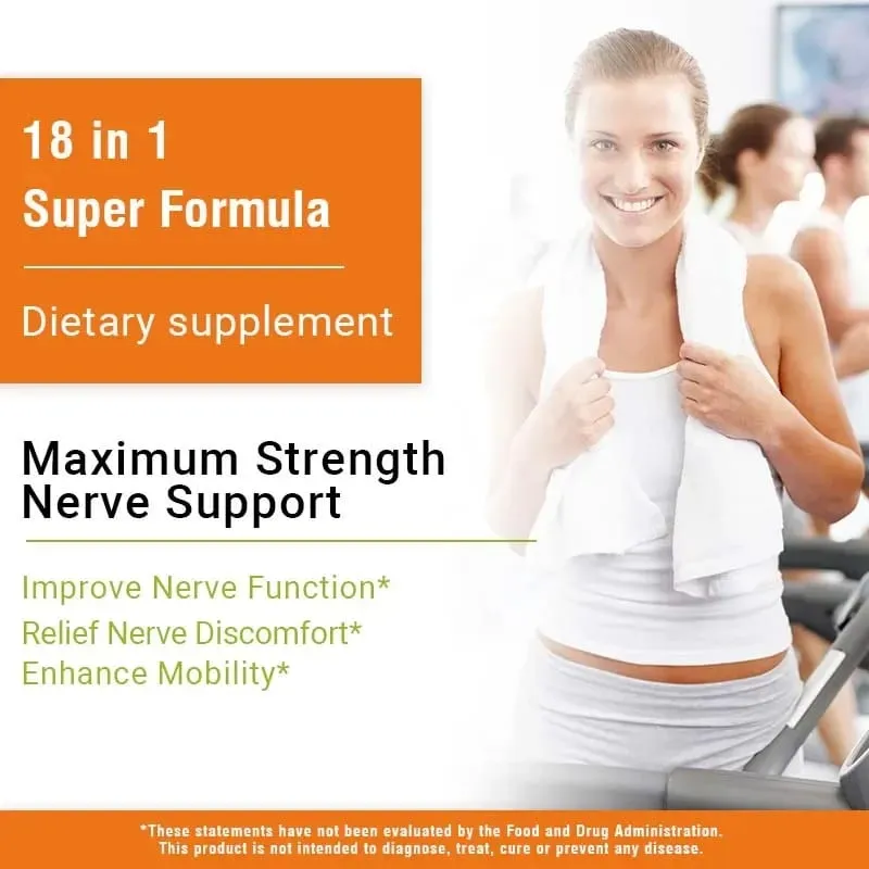 Neuropathy Support Supplement 600mg - Reduces Stress Promotes Nerve Health and Brain Function Cellular Energy Non-GMO
