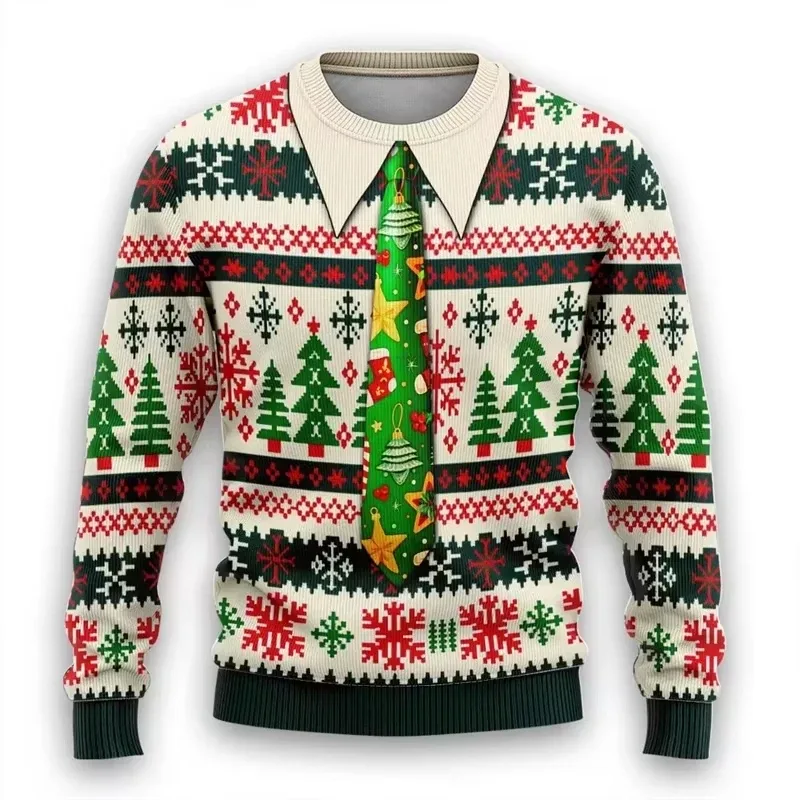 Moda 2026 feio camisola de natal engraçado natal gráfico moletom papai noel cosplay pullovers menino crewneck poliéster agasalho — image 14