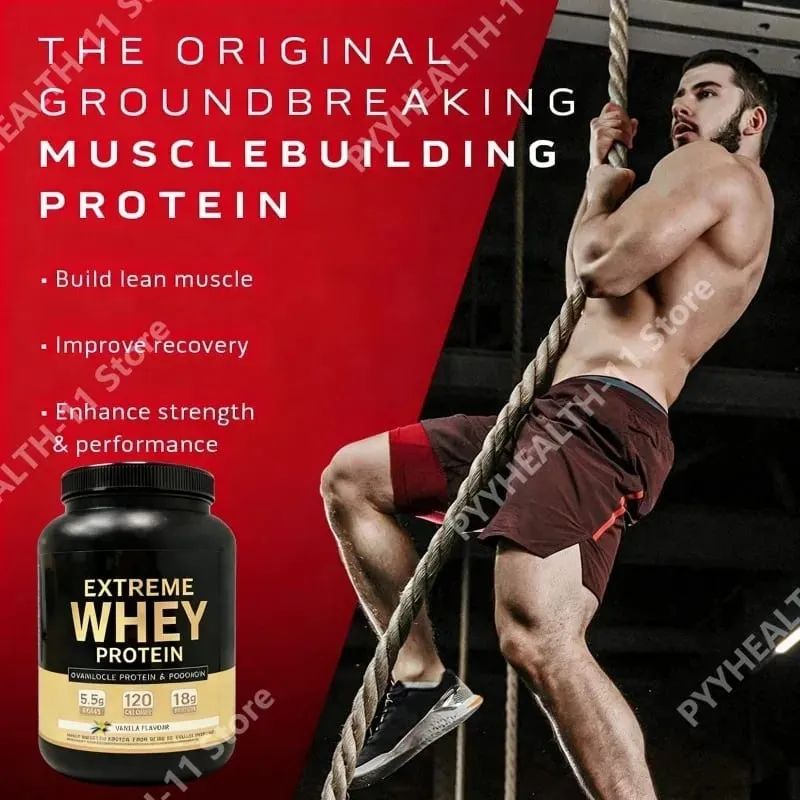 Whey protein pó branco ganhador de massa suplemento muscular crescimento muscular esporte suporte de saúde para ginásio sabor baunilha 1000g