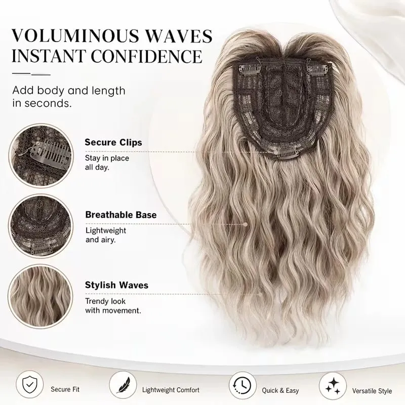 14Inch Synthetic Short Bobo Wavy Curly Topper Hair Extension Scalp-Covering Clip-In for Thinning Hair Women Daily Use — image 4