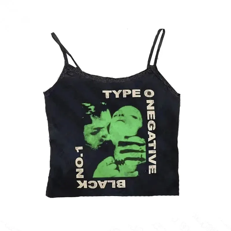 Pambabaeng Gothic Spider Web Print Cami Tank Top na walang manggas na Spaghetti Strap Y2K Slim Cropped Camisole Dark Punk Streetwear Tops — image 16