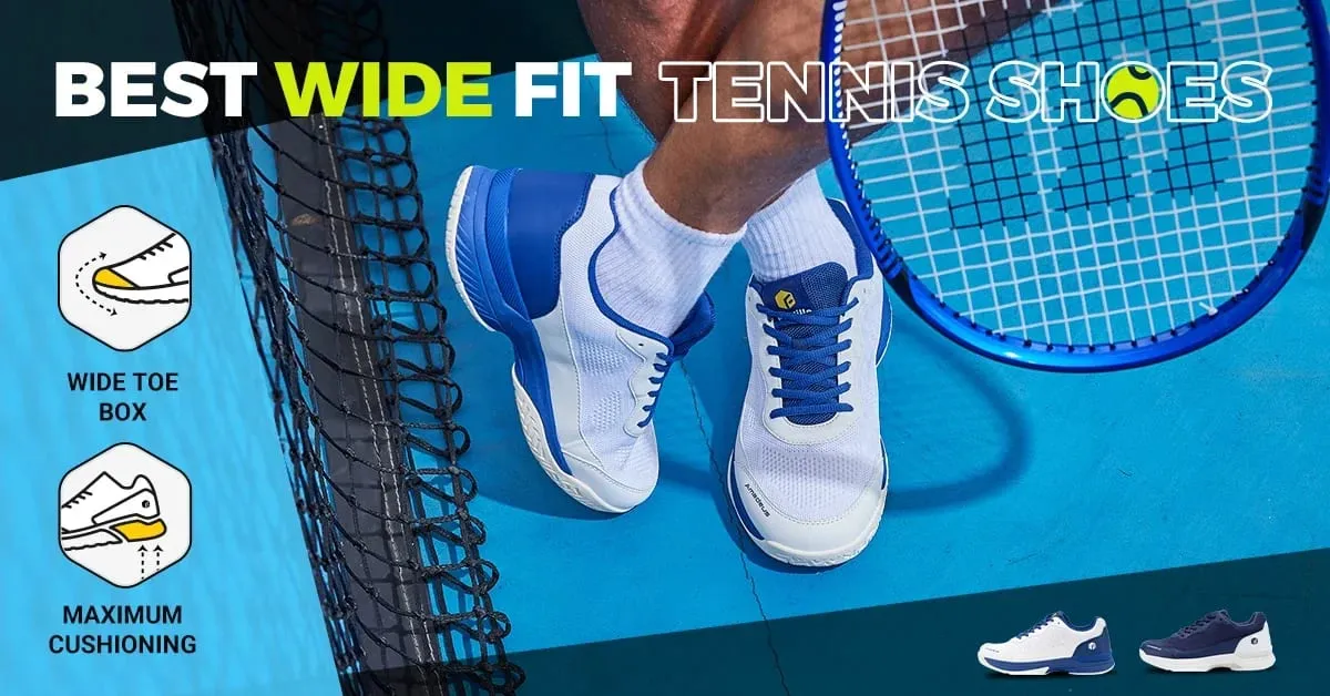 FitVille Men's Wide Width 2E Professional Tennis Training Shoes Breathable Lightweight Non-Slip Sports Sneakers Equipped with Arch Support for All Day Wear — image 9