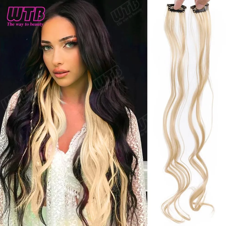 2 Pcs Synthetic Wig BB Clip Style Color Curling Hair Extension Wig Suitable for Women's Daily Wear Holidays and Parties