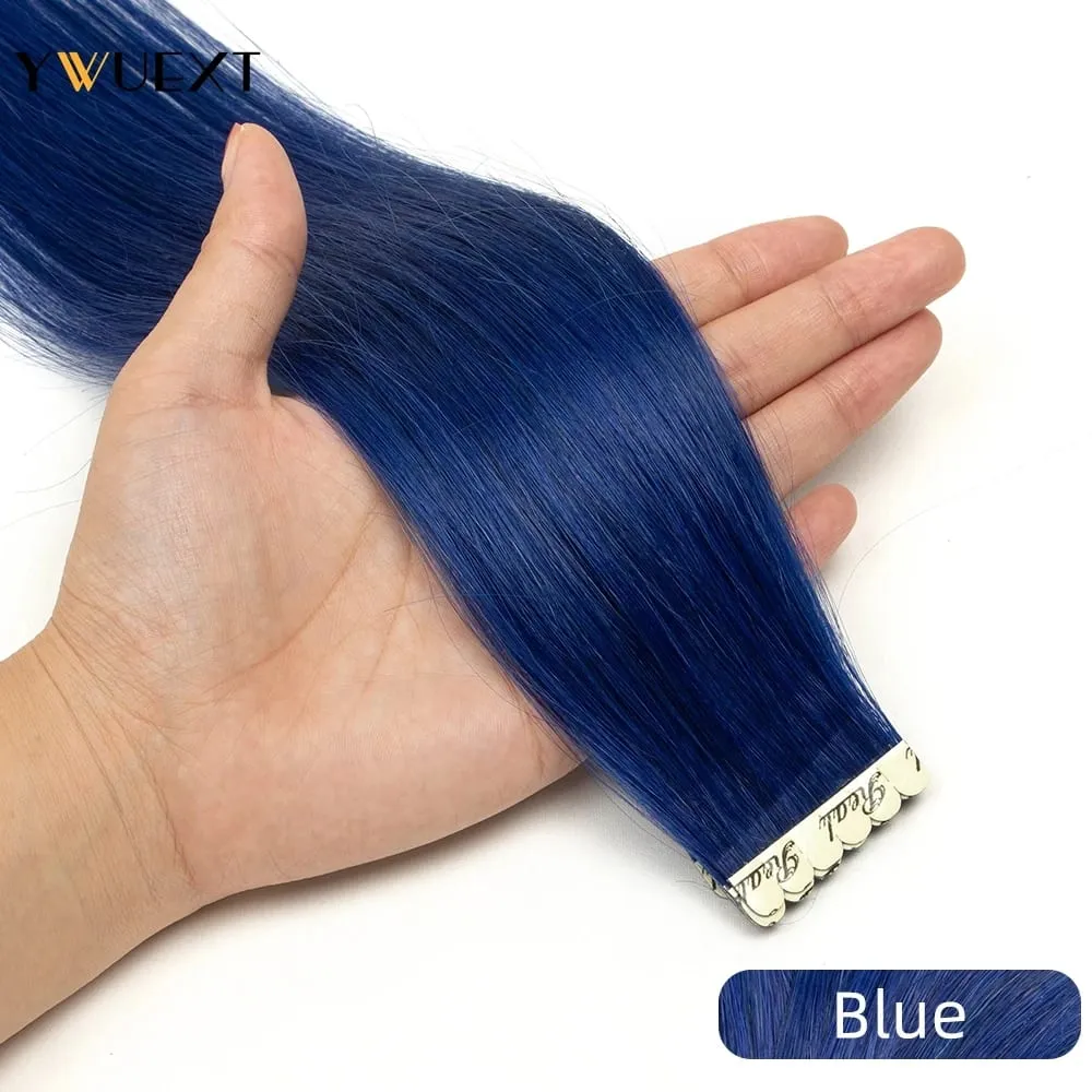 Highlight Red Human Hair Tape In Extensions 12" 16" 20" 24“ Natural Straight Machine Remy Tape In Hair On Glue Adhesive