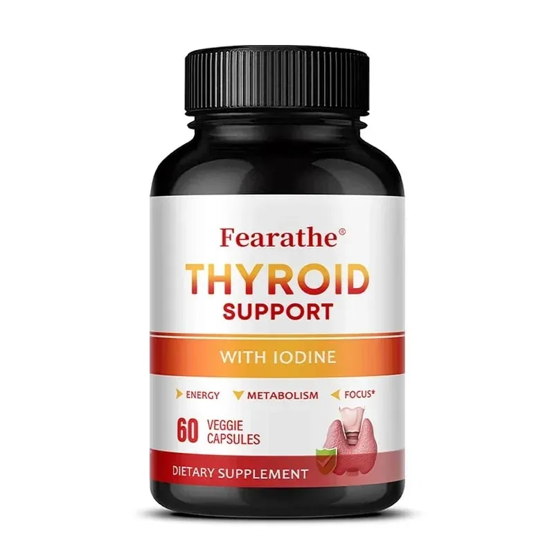 Thyroid Support Capsules Iodine Magnesium Vitamin B12 Complex Relieve Fatigue Mood Energy Metabolism & Mental Focus Supplement
