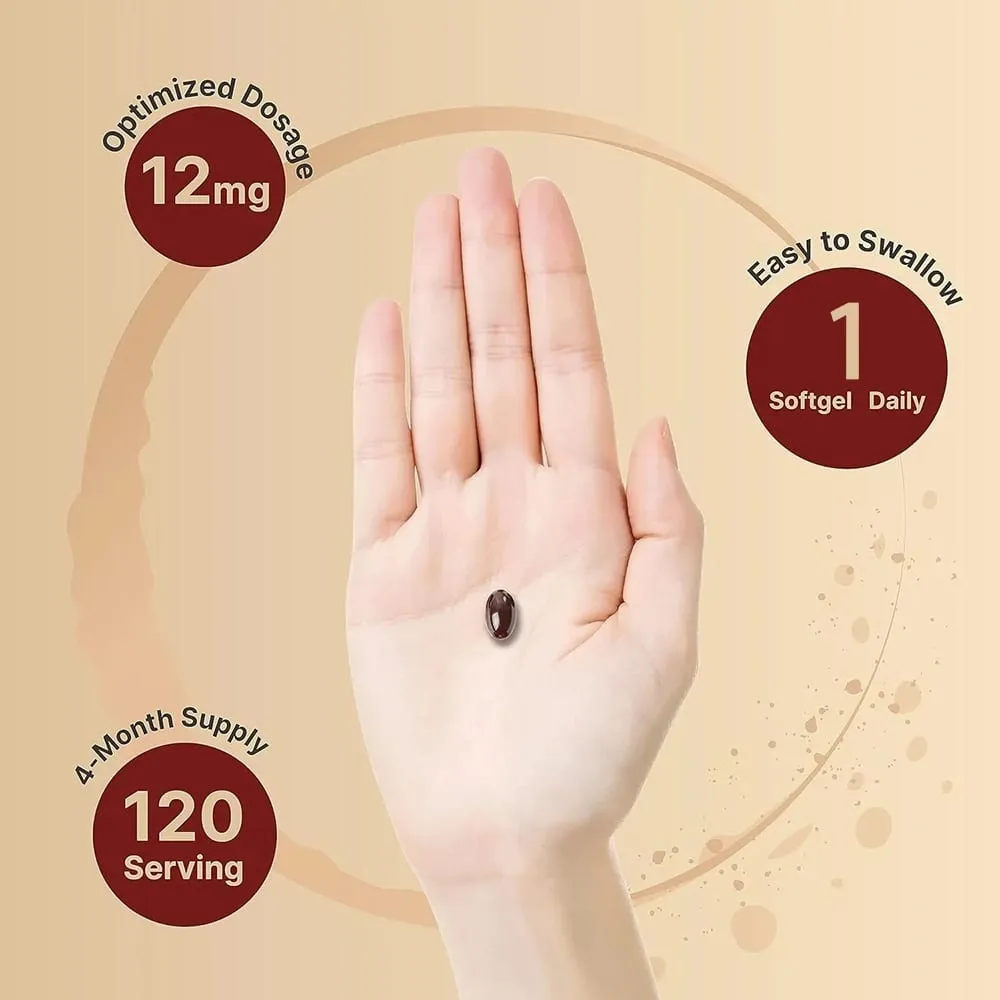 Triple Strength Astaxanthin 12mg - Natural Astaxanthin Antioxidant Supplement Non-GMO Verified & Gluten Free - 120 Softgels
