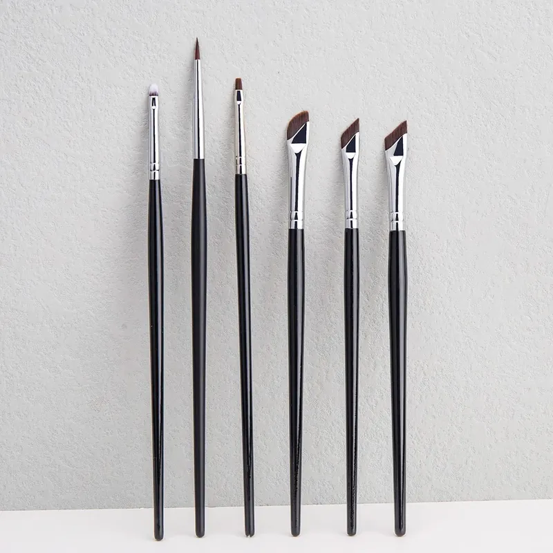 5/6PCS Gel sottile Eyeliner Pennelli per trucco Set di pennelli per eyeliner Flat Top Eyeliner Pennello per correttore Eye Liner Strumento per il trucco dettagliato