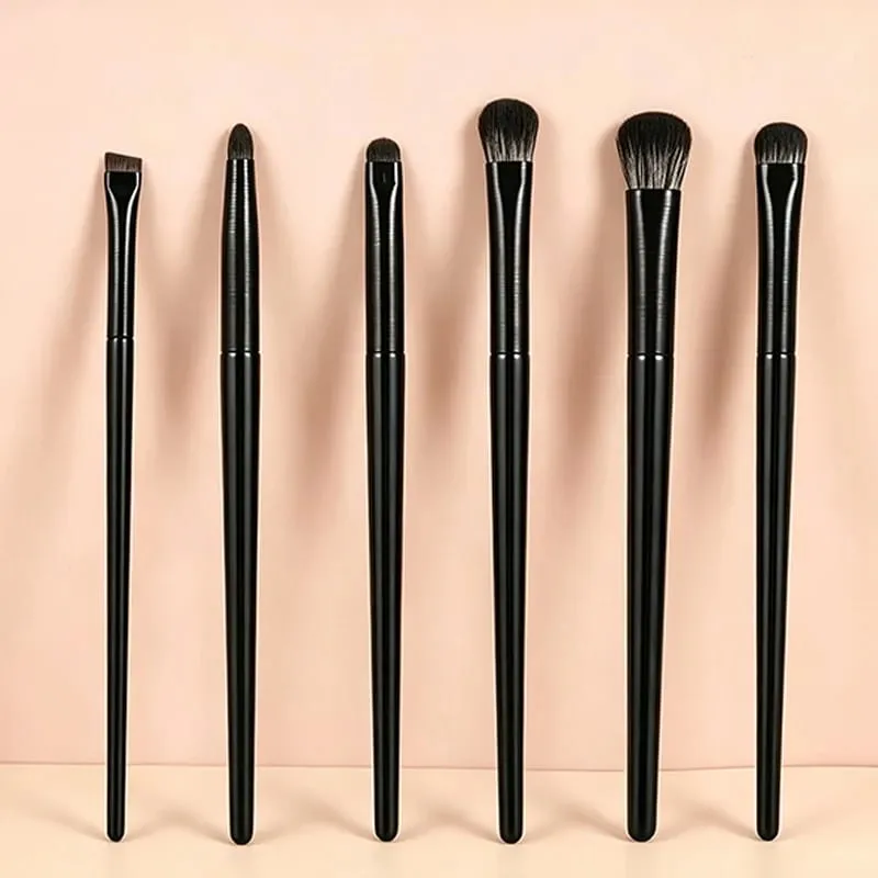 Eye Makeup Brush Set 6 Pcs Professional Blending Eyeshadow Makeup Brushes for Concealer Eyebrows Eyeliner Soft Hairs & Wood Ha — image 1