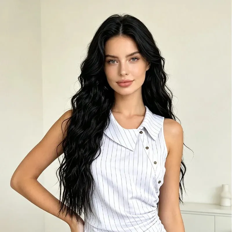 Synthetic Wig Extensions Long Curly Corn Perm One Piece Clip In Hairpiece for Women Instant Length — image 3