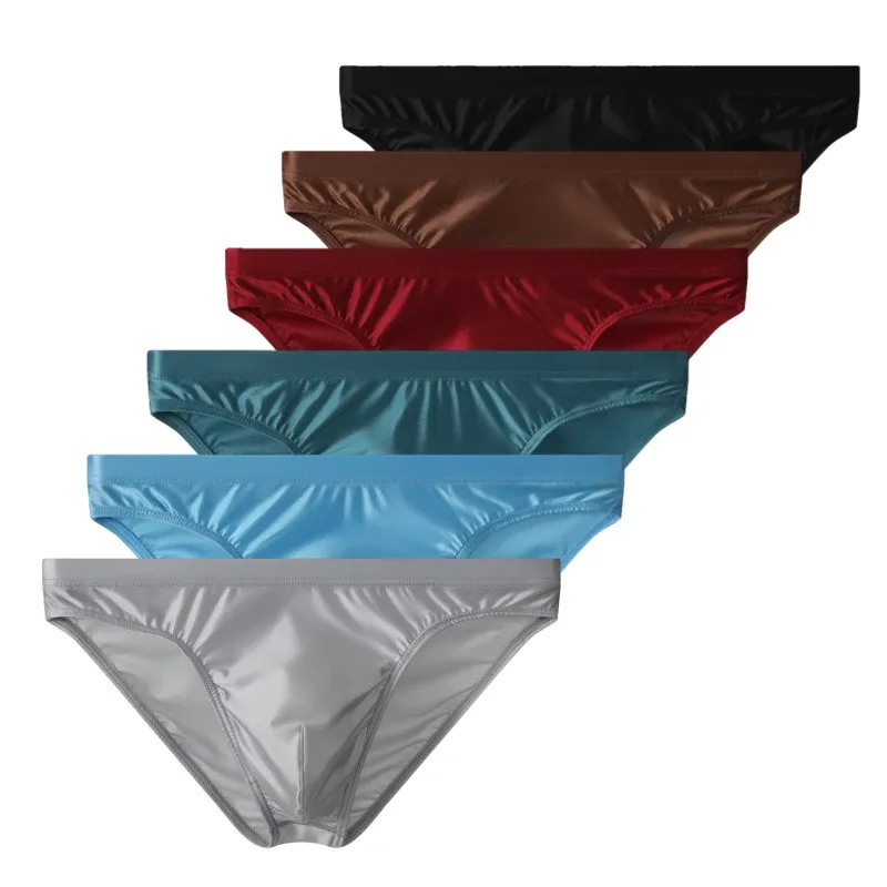 3pcs Men's Ice Silk Briefs Underwear U Pouch Low Waist Ropa Interior Hombre Bikini Mens Slips Cuecas Sissy Panties for Male — image 2