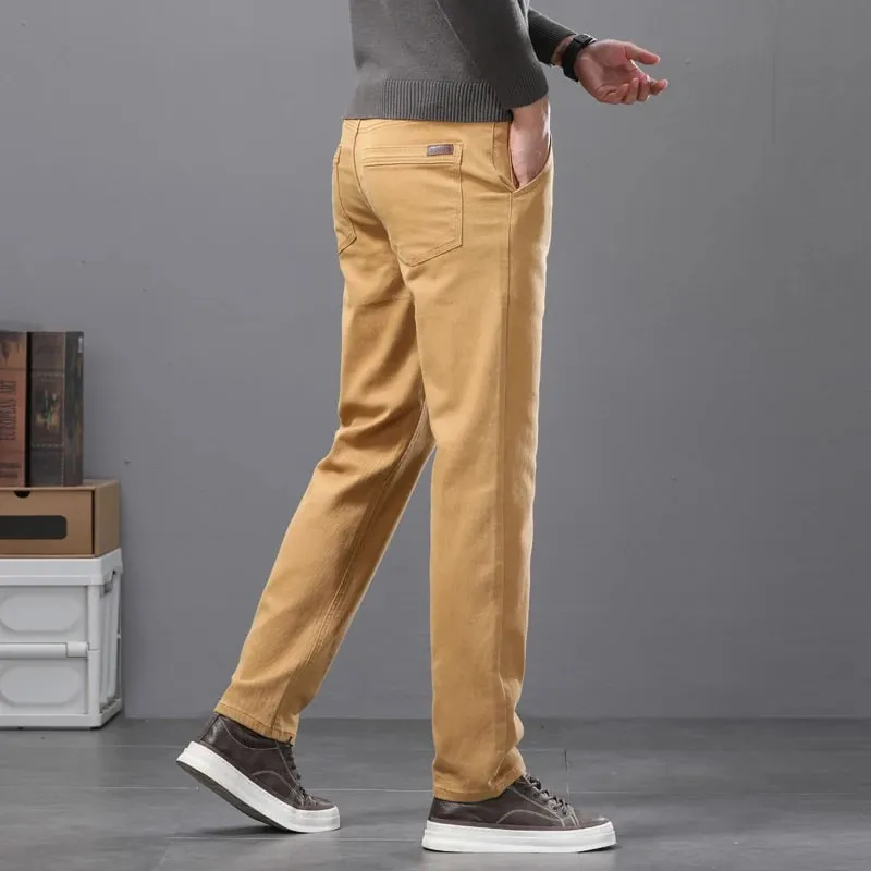 Cotton Elastic Men's Jeans Spring New Fitted Straight Business Casual Trousers Soft Comfortable Fashion Korean Denim Pants — image 4