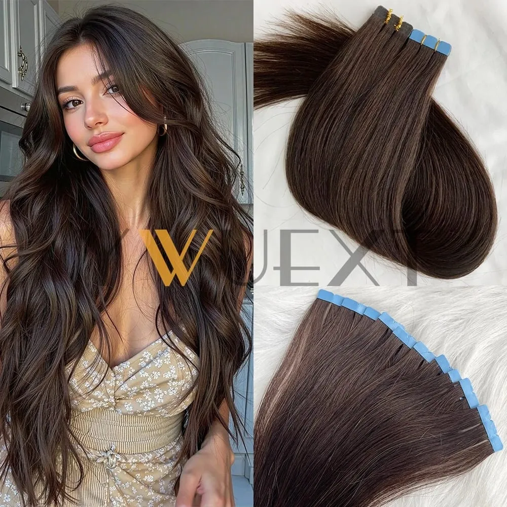 Mini Tape In Human Hair Extensions 12"-20" Machine Remy Skin Weft Adhesive Tape Hair Natural Black Brown Blonde Tape Ons 10pcs — image 9
