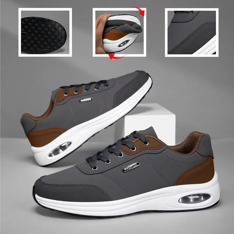 Men's Casual Sports Shoes Waterproof Walking Sports Shoes Casual Men's Leather Sports Shoes Non-slip Shoes Men's Tennis Shoes — image 9