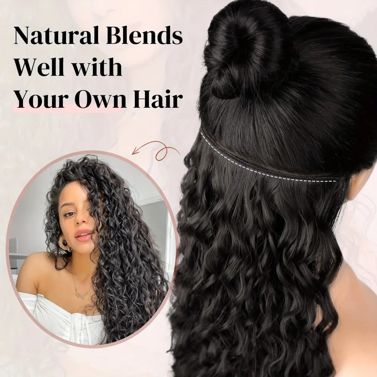 Synthetic 20inch Kinky Curly Clip In Hair Extensions Double Weft Full Head Japanese Heat Resistance Fiber Synthetic Curly Hair — image 6