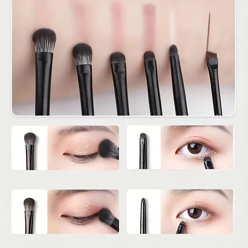 6Pcs Eye Smudge Brush Fine Soft Makeup Tool Eyeshadow Brush Set Eyeliner Brush For Blending Eyeshadow Eyeliner Ideal — image 2