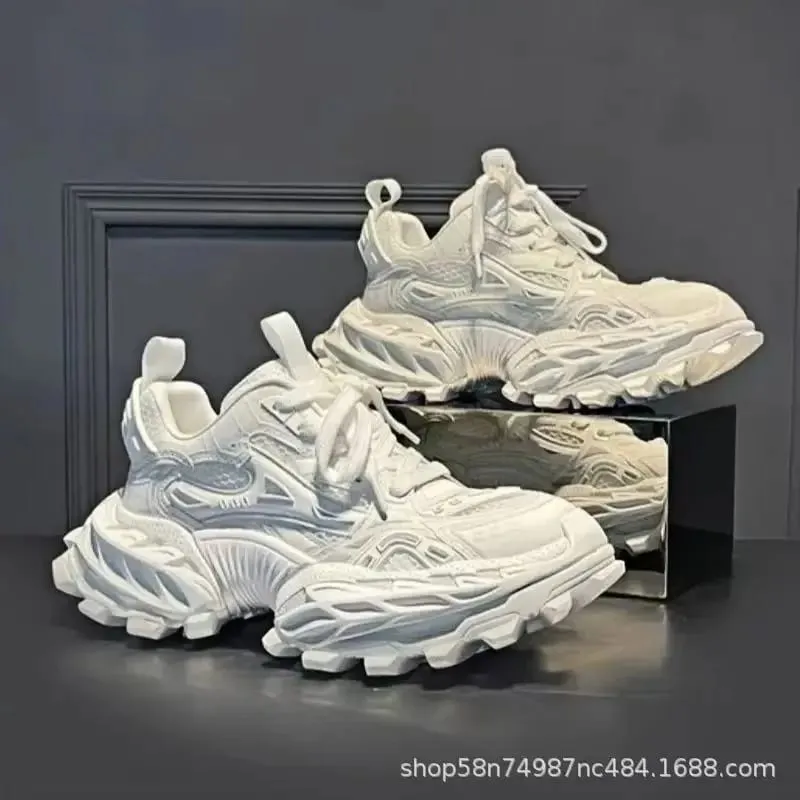 Men Sneakers Elevated Dad Sneakers Color Block Mesh Shoes Men Chunky Casual Shoes with Thick Sole Shoes for Men