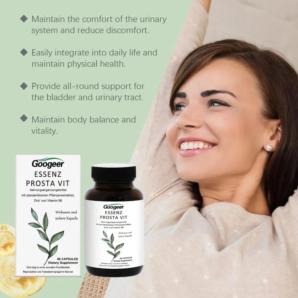 Googeer Men's Prosta Vit Essenz Capsules Bladder & Urinary Tract Health Support with Zinc Vitamin B6 Saw Palmetto 60 Count — image 3