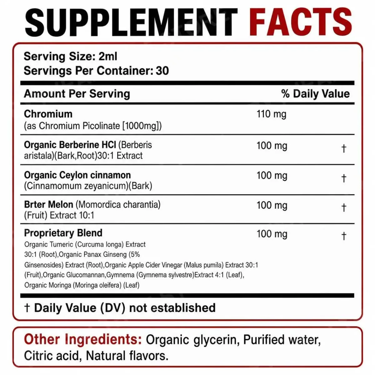 Berberine HCl & Ceylon Cinnamon Liquid Drops with Chromium and Turmeric for Energy Vitality & Metabolism Support 60 mL — image 2