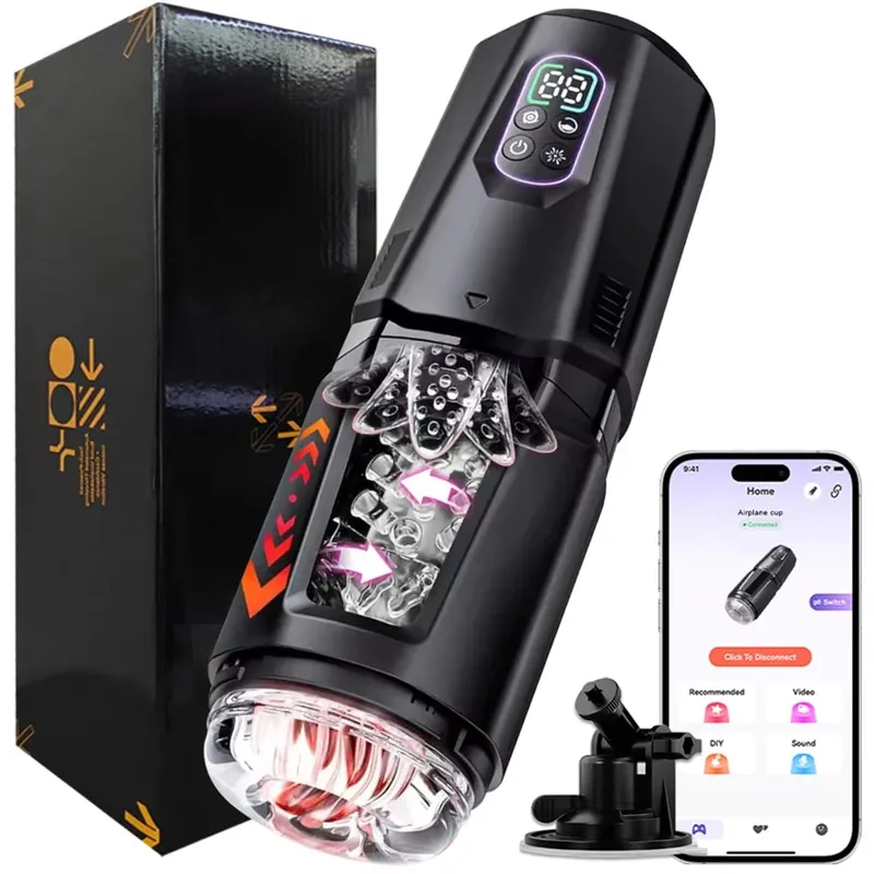 Male Sex Toys for Men with 7 S Vacuum Pump & 7 Thrusting Rotating Vibrating Sucking Licking LCD Adult Toys Mens Sex Toys