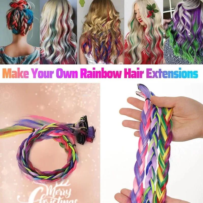10Pcs 24 Inch Colored Clip In Hair Extensions Straight Synthetic Highlight Hairpieces For Girls Cosplay Party — image 4