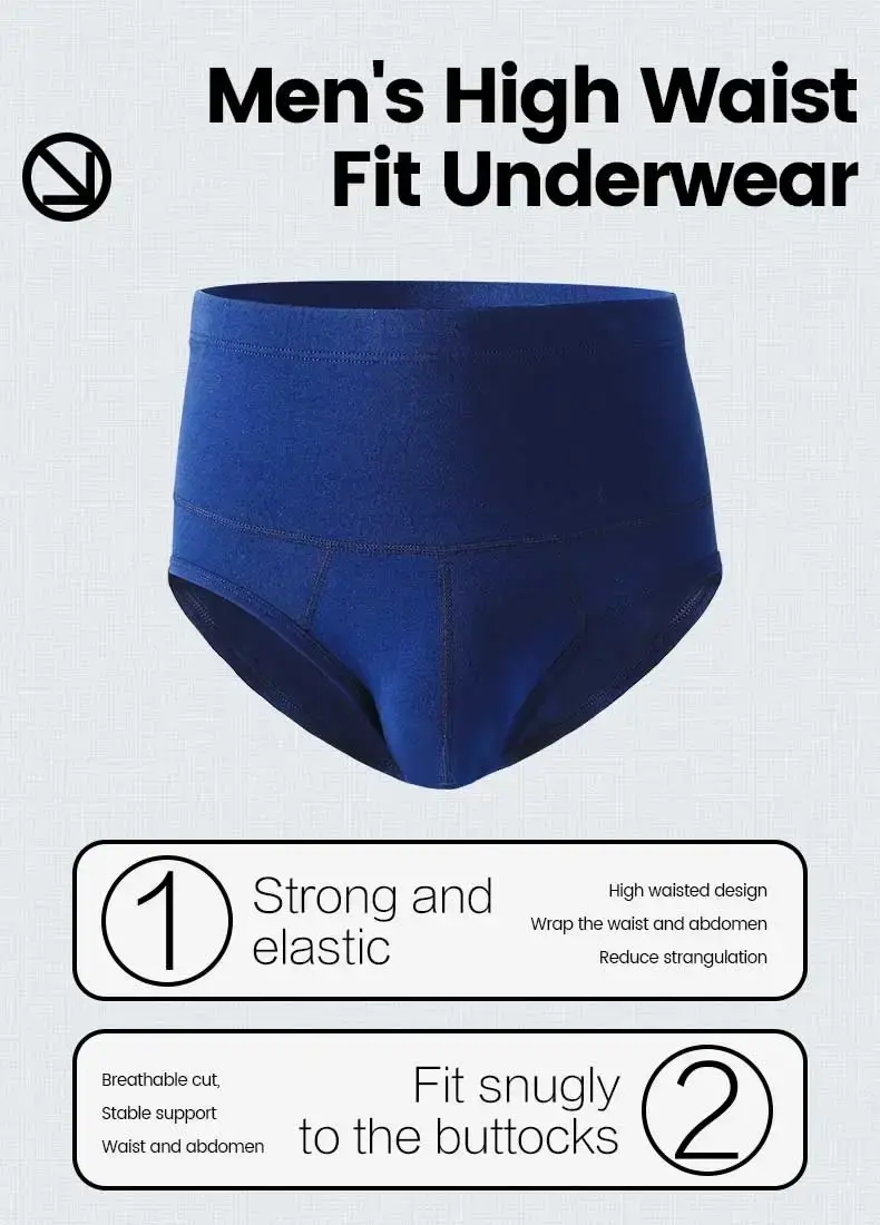 Men's cotton underpants, high-waisted, slimming, waist-protecting, enhanced warmth, short underpants for overweight sportswear — image 3