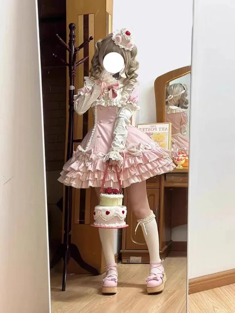 2025 Japanese Kawaii Sweet Lolita Princess Dress Women Pink Y2k Bow Lovely Slim Dresses Female Korea Style Design Chic Outfits — image 2