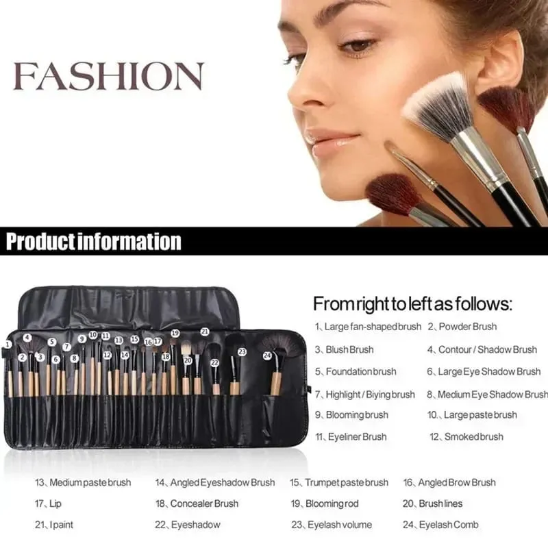 Gift Bag Of 24 pcs Makeup Brush Sets Professional Cosmetics Brushes Eyebrow Powder Foundation Shadows Pinceaux Make Up Tools — image 6