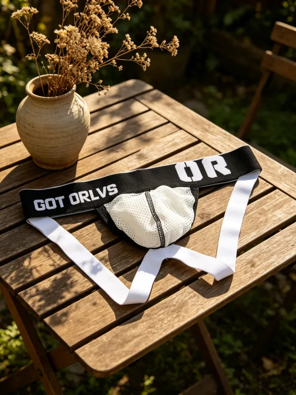 Mens G String ชุดชั้นในตาข่าย Contrast พิมพ์จดหมายเอวยางยืดกว้าง 3D Contour U กระเป๋าตาข่ายวัสดุที่มีความซับซ้อน