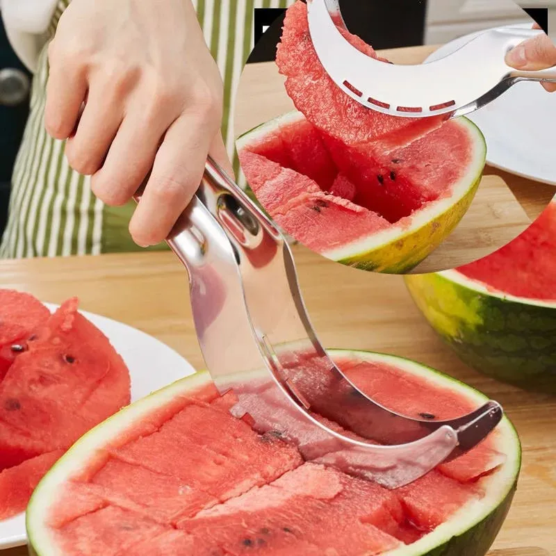 Kincir Angin Keluli Tahan Karat Pemotong Tembikai Artifak Salad Alat Penghiris Buah Alat Pemotong Penggali Tembikai Alat Aksesori Dapur — image 3