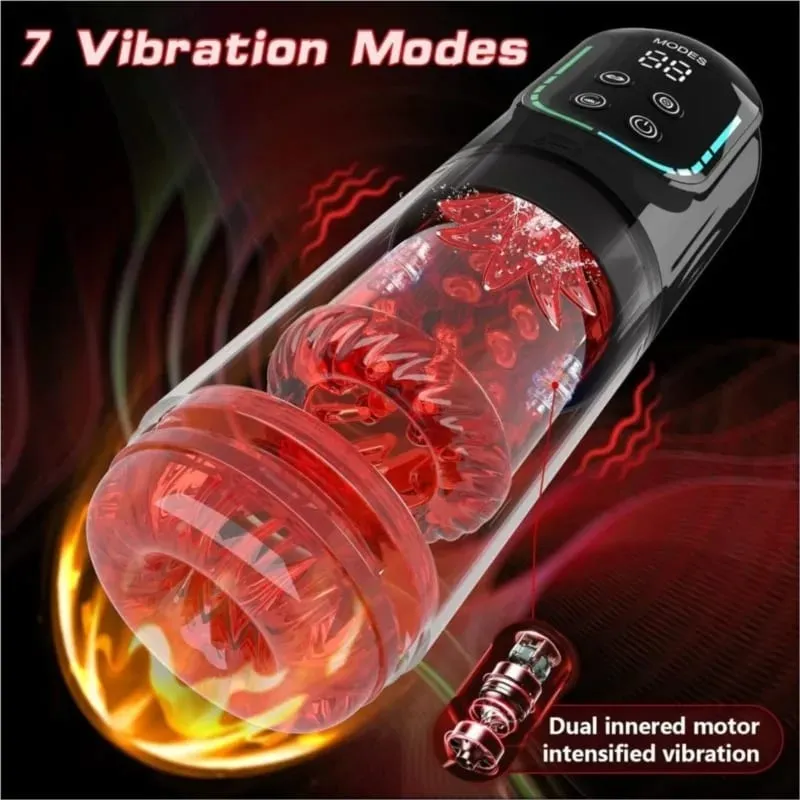 APP LED Automatic Male Masturbation Cup 7 Sucking Rotating Licking Thrusting Modes Stroker Sex Toys for Men Blowjob Simulator