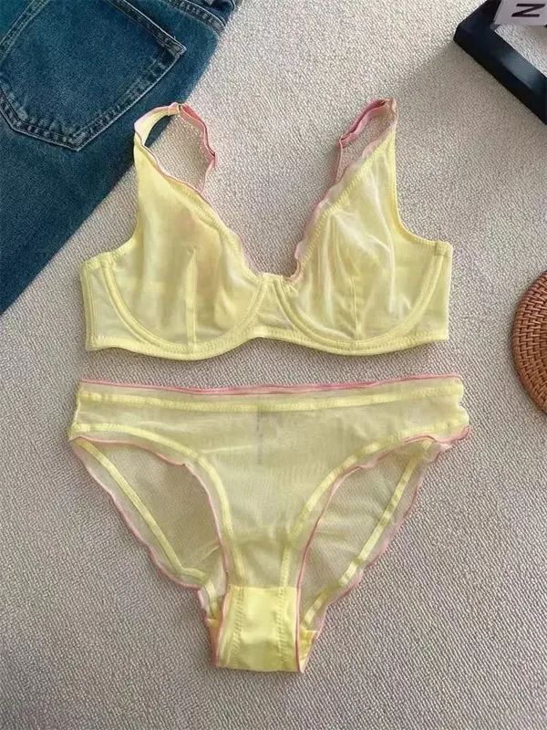 European Luxury Lingerie Set Full Cup Sheer Ultra Thin Bra & Panty Set Sexy Comfort for Women Large Small MOYISU Sexy Tushy S-XL — image 14