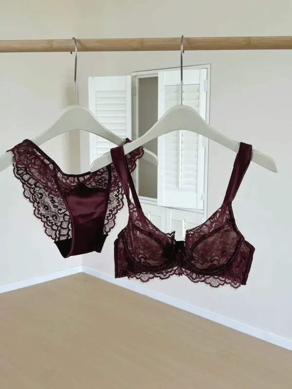 Sexy French Lace U-Back Minimizer Bra Set for Large Bust | Push Up Anti-Sagging Deep V Bralette | Summer Bestseller MOYISU Panty — image 8