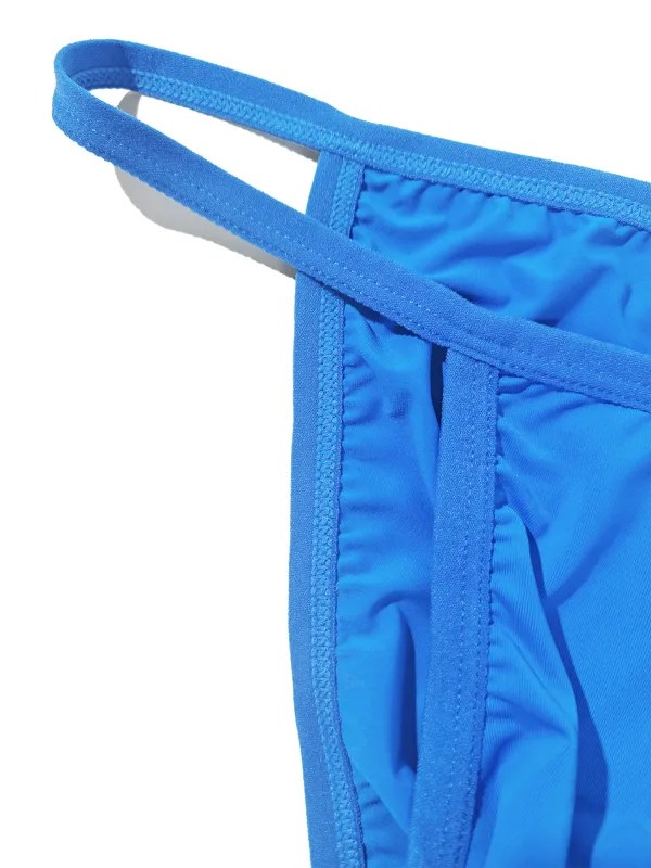 1PC Men's Sexy Low-Waist Briefs with Large Pouch Single Color Thin Belt Comfortable Thin Design for Summer Pure Color Underwear — image 3