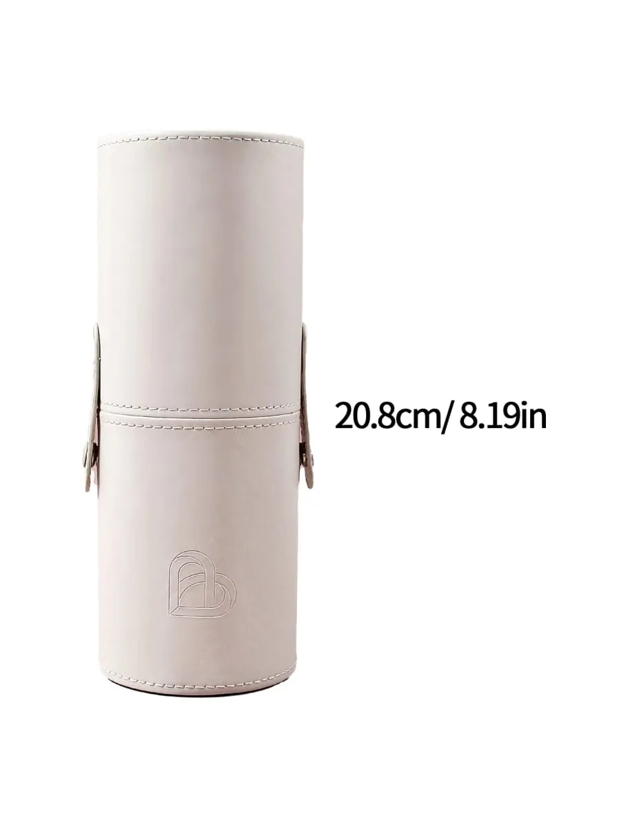 1PC Cylindrical Makeup Brush Holder PU Leather Cosmetic Storage Box Waterproof Dustproof Portable Makeup Brushes Organizer Trave
