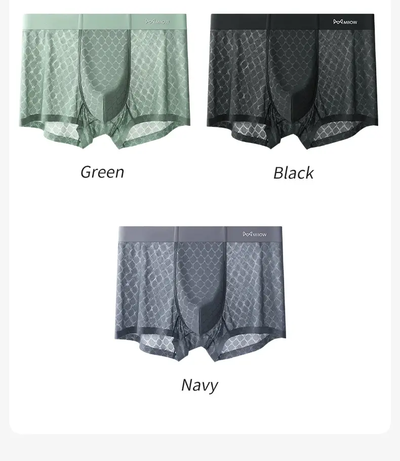 MiiOW 3Pcs Seluar Dalam Sutera Ais Lancar Lelaki Boxer Musim Panas Mesh Bernafas Seluar Dalam Lelaki Antibakteria Seluar Dalam Lelaki Seluar Boxers — image 14
