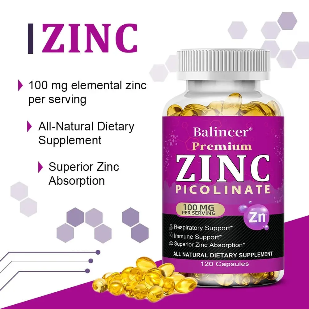 Zinc Picolinate 100Mg Capsules - Respiratory Immune Support Skin and Bone Health Highly Absorbed Supplement — image 4