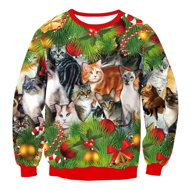 Festival Christmas Pattern Sweatshirts For Men Humping Reindeer 3D Printed Pullover Holiday Party O-Neck Hoodies Long Sleeves — image 27