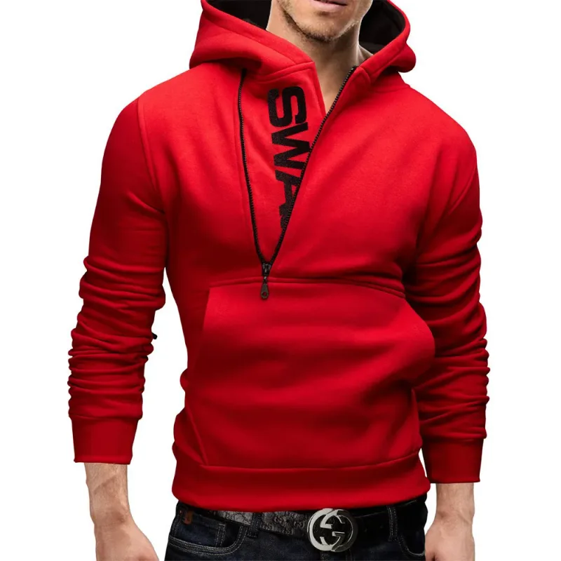 Men's Hoodies Long Sleeve Sweatshirts for Men Zipper Hooded Pullover High Neck Mens Sweatshirt Top Jacket Coat Black Sweater — image 15