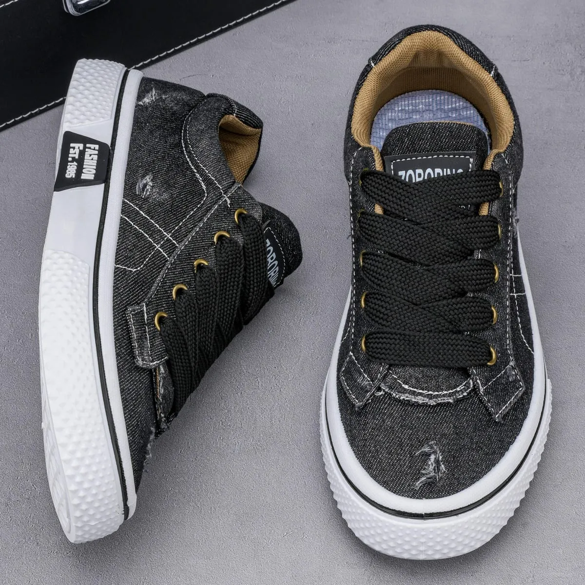 Personalized Spring and Autumn New Men's Shoes Korean Style Fashionable Large Size Low-Top Casual Shoes Denim Single Shoes Versatile Sneakers — image 4
