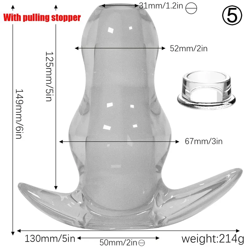 Paarse TPE holle tunnel buttplugset - Afgestudeerd open anale brancardpluggen Flexibel seksspeeltje voor mannen en vrouwen
