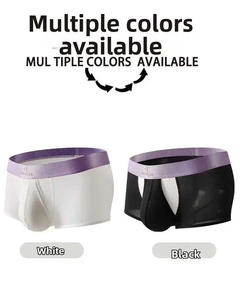 Summer Ice Silk Underwear Snabbtorkande boxershorts för män Lättvikts Andningsbar Separbar sidoöppning Ej avtagbara trosor