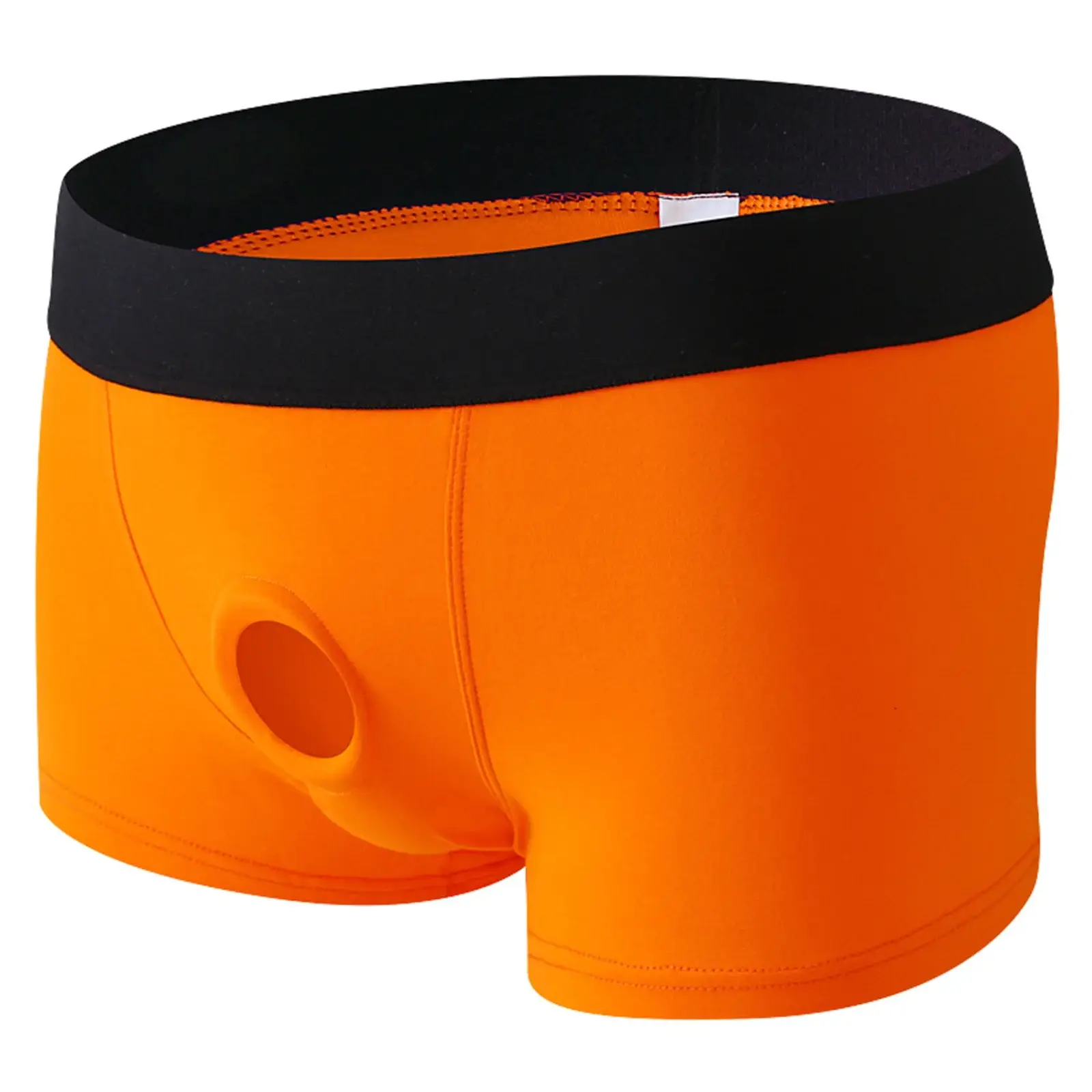 Erkek Boksörler Ön Delik Kese Iç Çamaşırı Silikon Cockring Seksi Boxershorts Geniş Kemer Pamuklu Külot Iç Çamaşırı Oymak