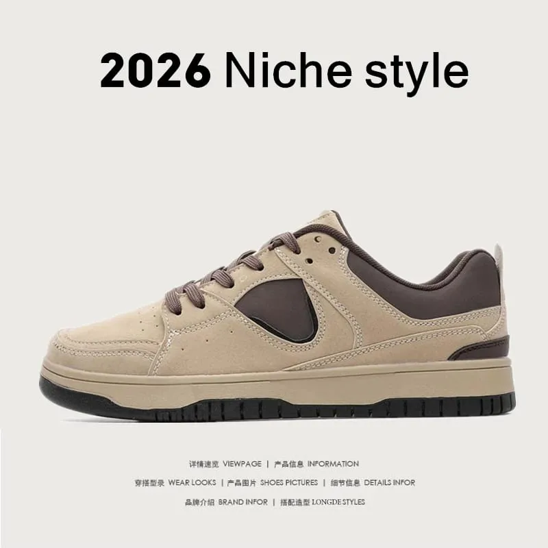 Men Sneakers Spring Summer Plus Size Casual Board Shoes Suede Texture Color Block Flat Sole Retro Streetwear — image 1