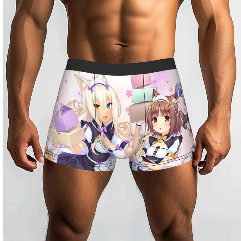 أنيمي N-Nekopara الشوكولاته الفانيليا الملابس الداخلية الرجال المطبوعة لعبة سراويل داخلية للرجال السراويل سراويل داخلية لينة