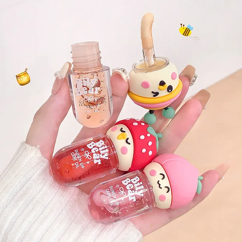 ลิปออยล์ Peach Honey Jelly พร้อมลิปกลอสสตรอเบอร์รี่ให้ความชุ่มชื่นยาวนาน กันน้ำ ไม่ซีดจาง Mirror Lipgloss เครื่องสำอาง — image 5