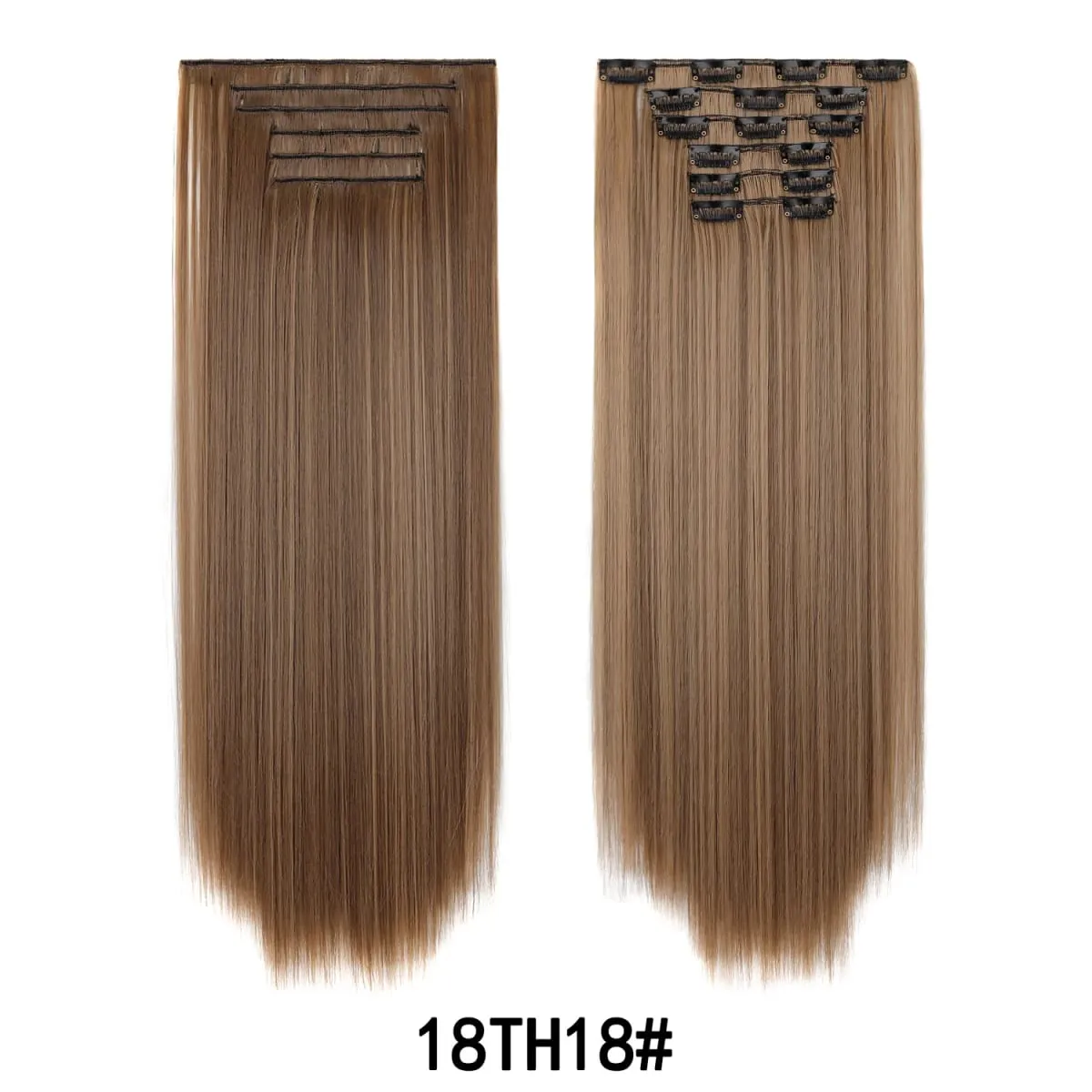 24 Inch 6PCS Clip In Hair Extensions Straight Synthetic Hair Extensions Dark Brown Long Natural Looking Hair Piece for Women