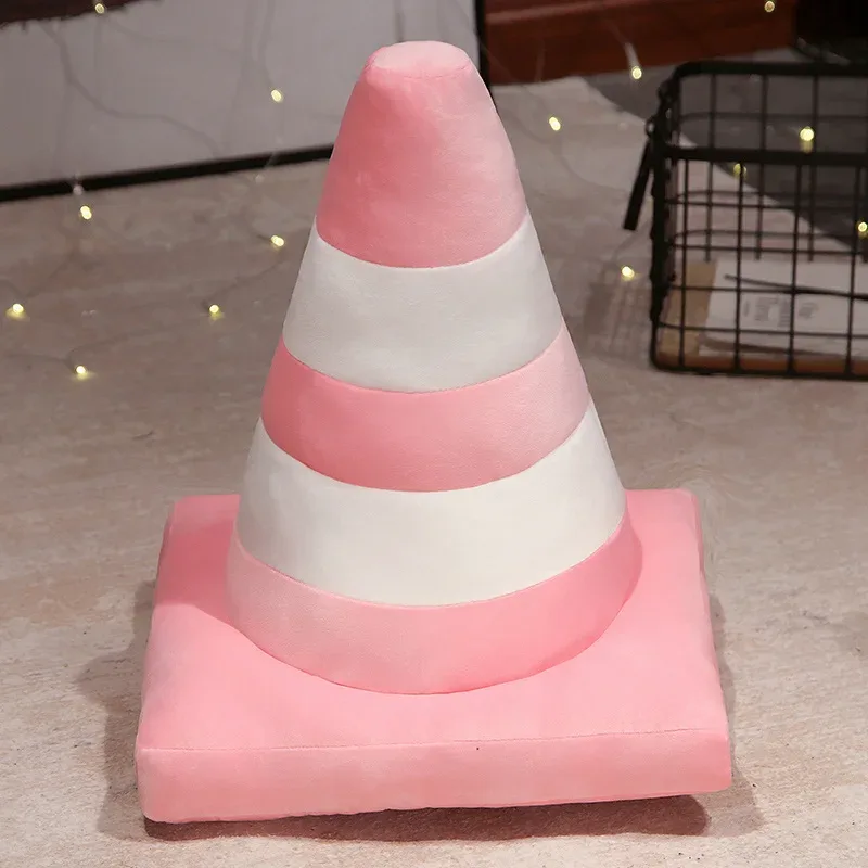 Roadblock Cushion Stuffed Soft Lifelike Plush Traffic Cone Road Construction Cone Pillow Mga Laruan ng Bata Dekorasyon sa Bahay