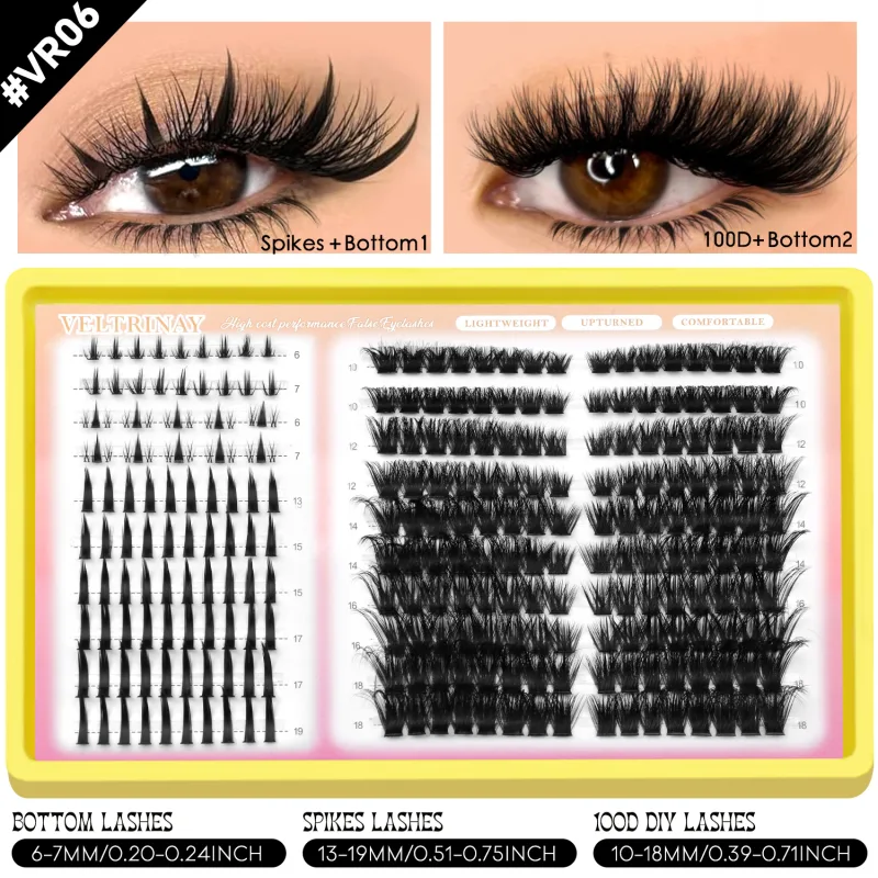 4-in-1 208pcs Lash Clusters 1style Manga Lash+2 style Spiky Botoom Lash+1 style Cat Eye Eyelashes DIY Clusters Lashes — image 15