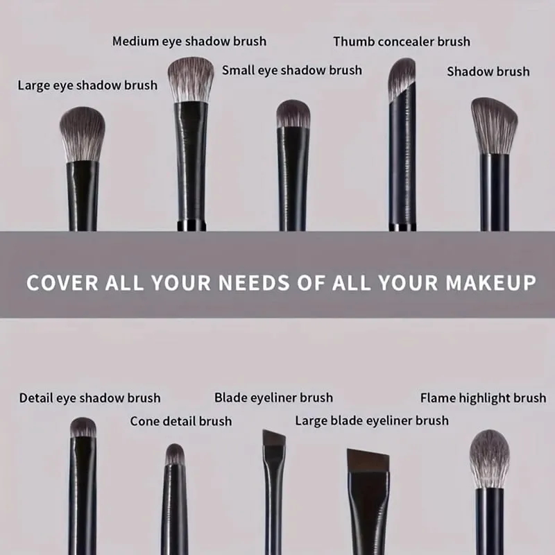 10pcs Soft Hair Eye Shadow Brush Set Eye Makeup Halo Dye Sleeping Silkworm Eyeliner Blade Eye Detail Makeup Brush — image 3