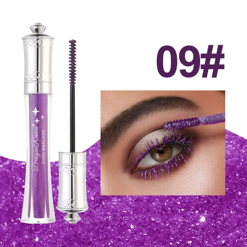 Máscara de pestañas colorida con diamante brillante, máscara resistente al agua con purpurina azul, extensión de pestañas de belleza, maquillaje de ojos brillante de secado rápido